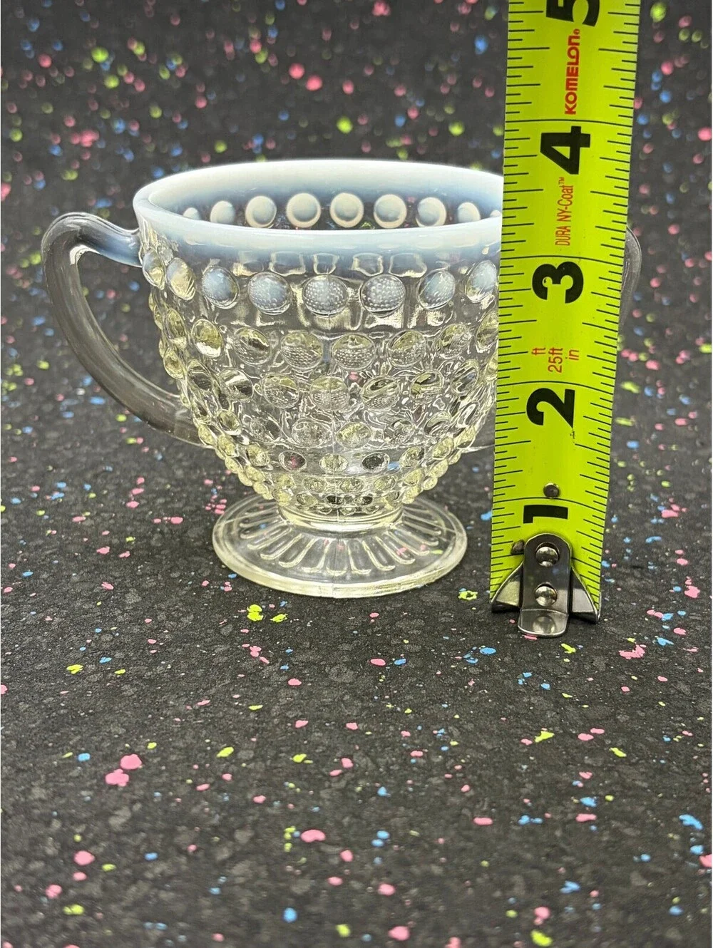 Vintage Clear Glass Hobnail Sugar Bowl with Lid and Two Handles